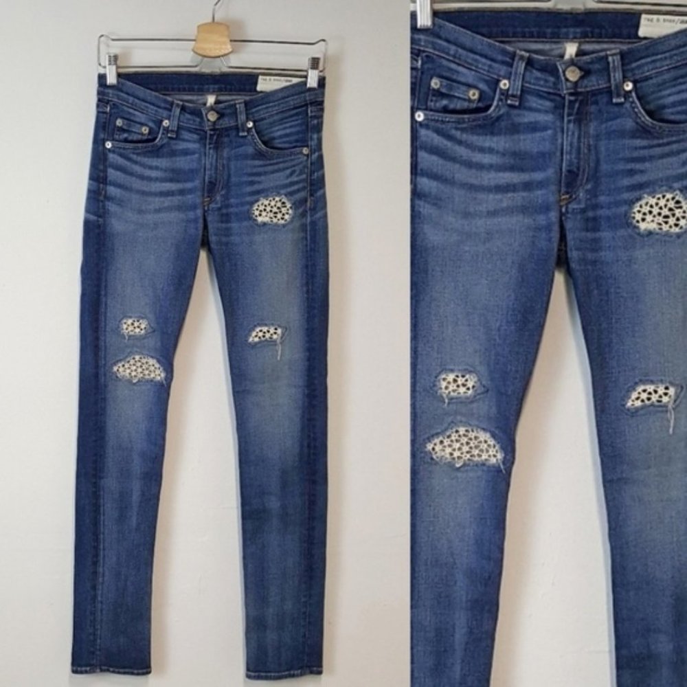 Rag & Bone Crochet Lace Skinny Jeans Size 27